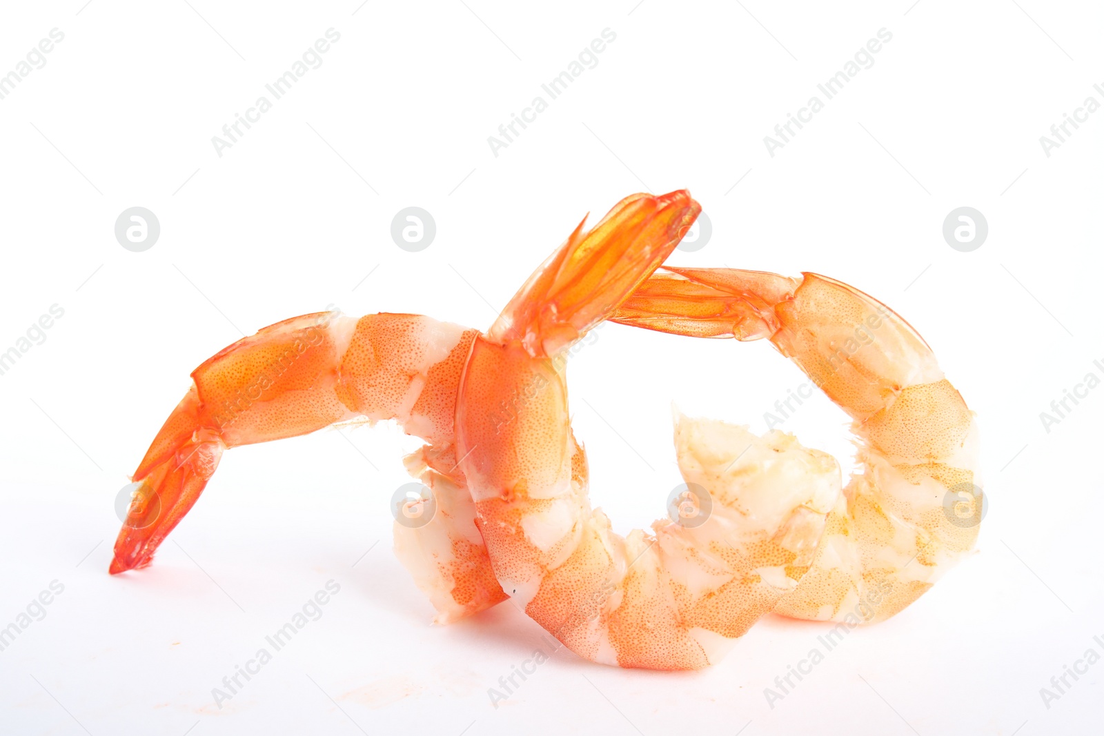 Photo of Delicious cooked peeled shrimps isolated on white