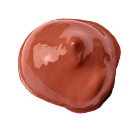 Sample of brown paint on white background, top view