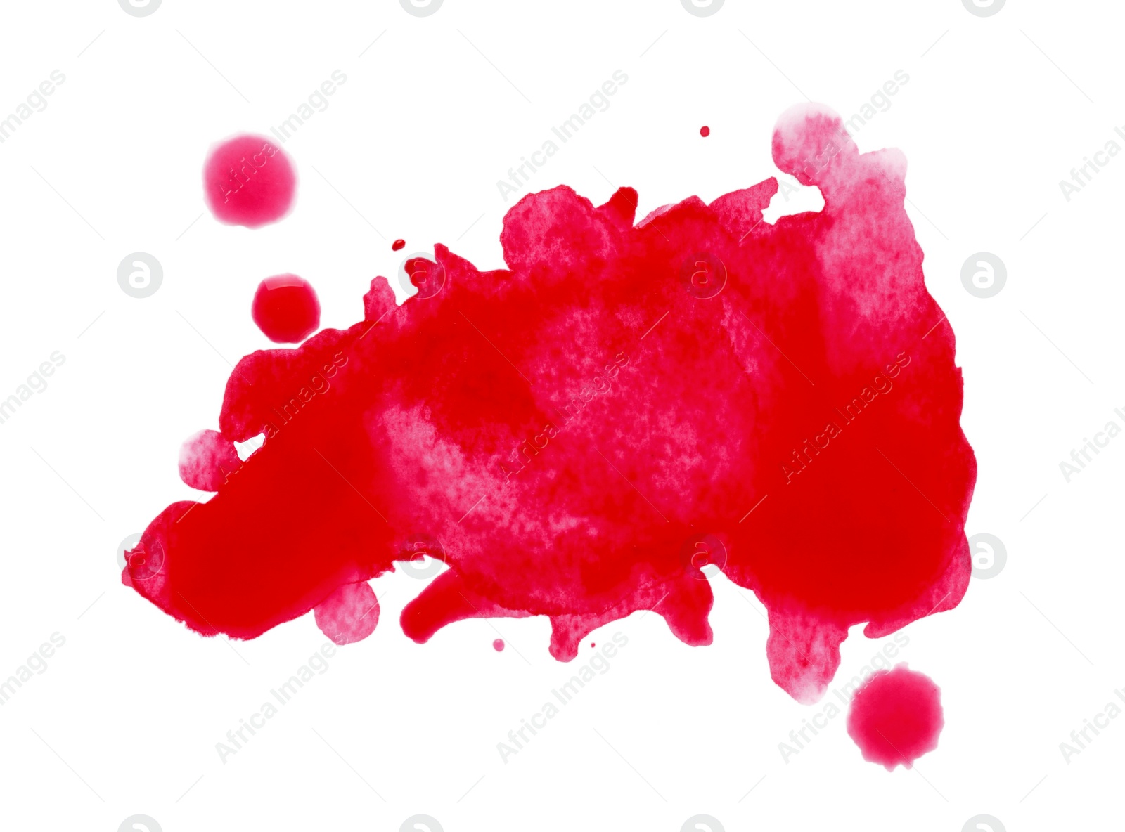 Photo of Blot of pink watercolor paint isolated on white, top view