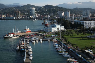 Photo of Batumi, Georgia - October 12, 2022: Picturesque view of modern city near sea coast