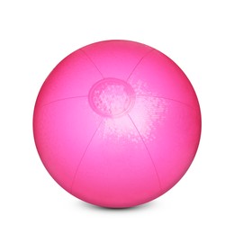 Inflatable pink beach ball on white background 