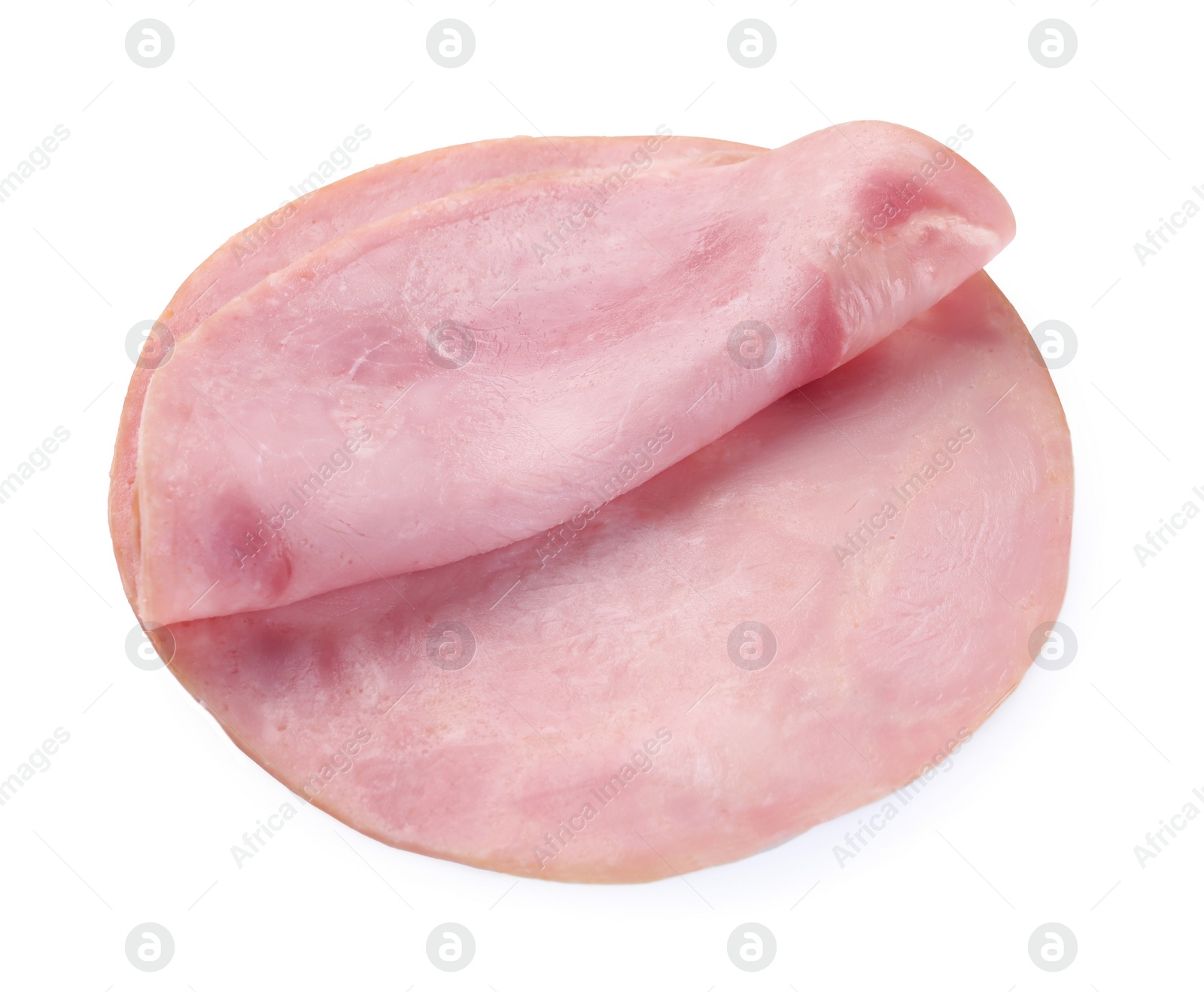 Photo of Slices of tasty ham isolated on white