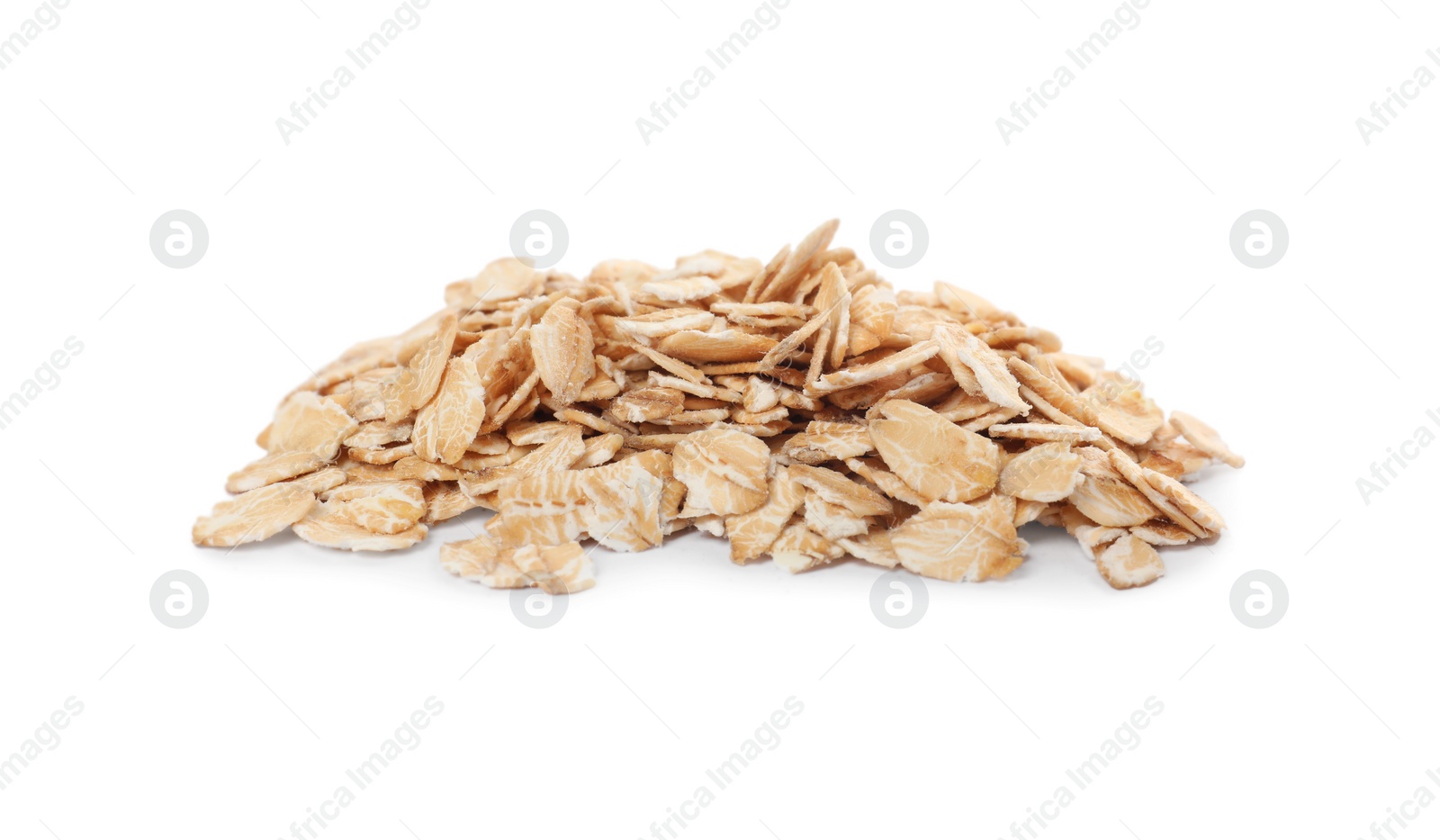 Photo of Pile of rolled oats isolated on white