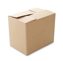 Cardboard box on white background