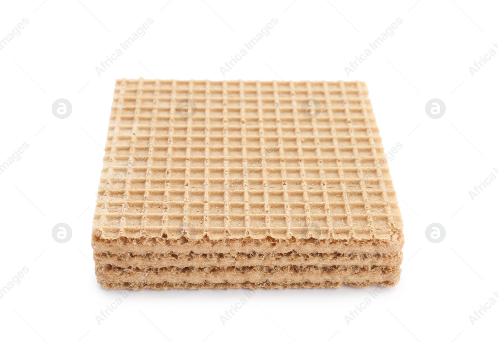 Photo of Delicious crispy wafer on white background. Sweet food