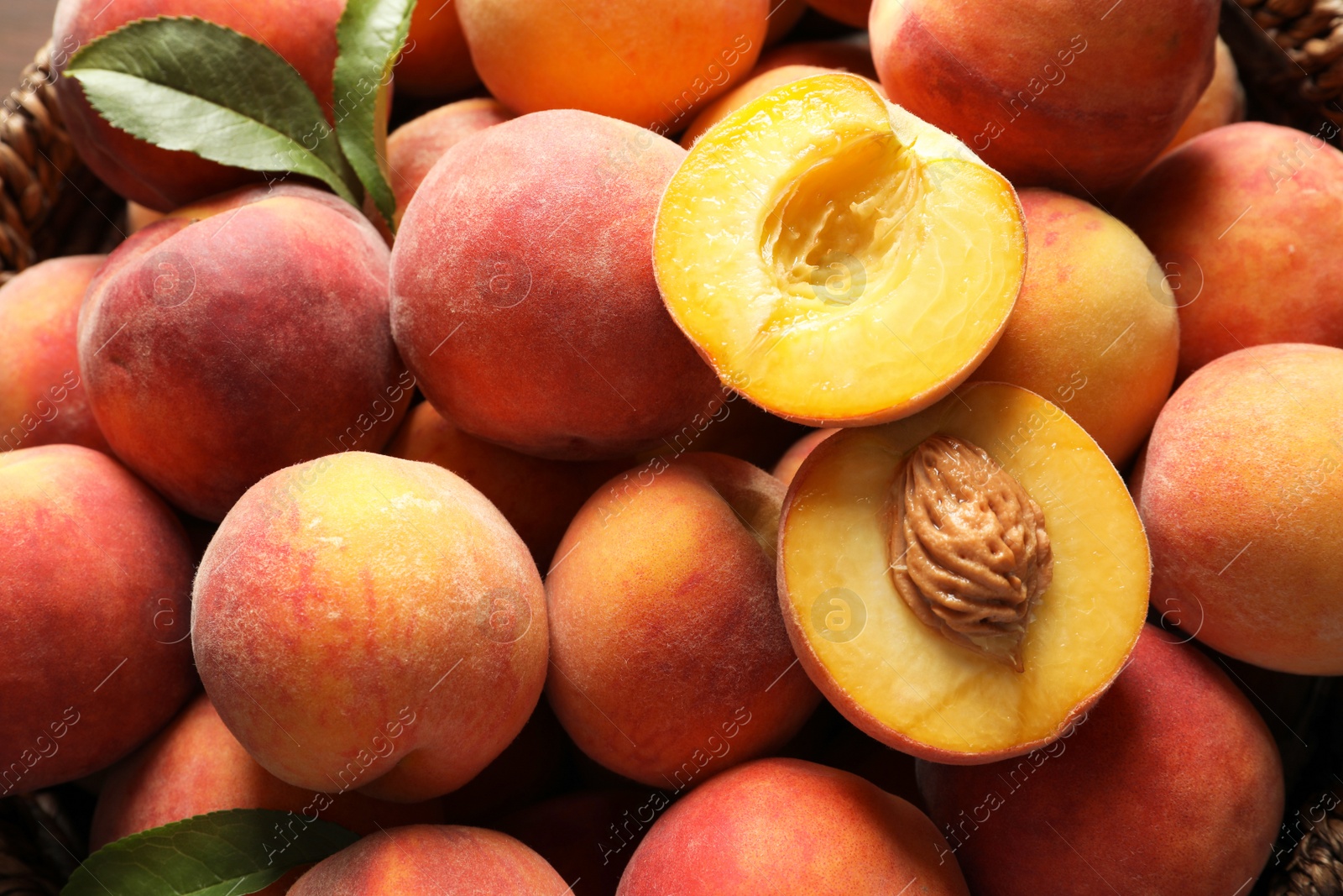 Photo of Fresh sweet ripe peaches as background