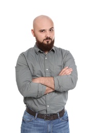 Portrait of confident young man on white background