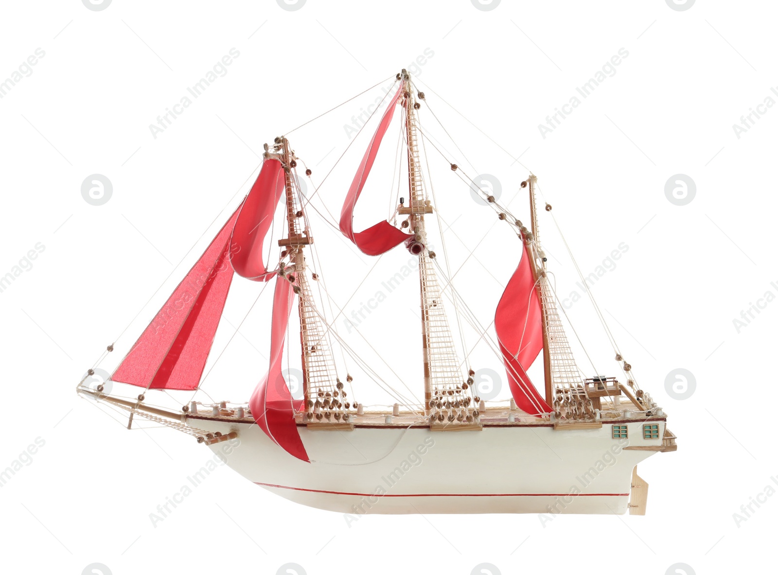 Photo of Beautiful small ship model isolated on white