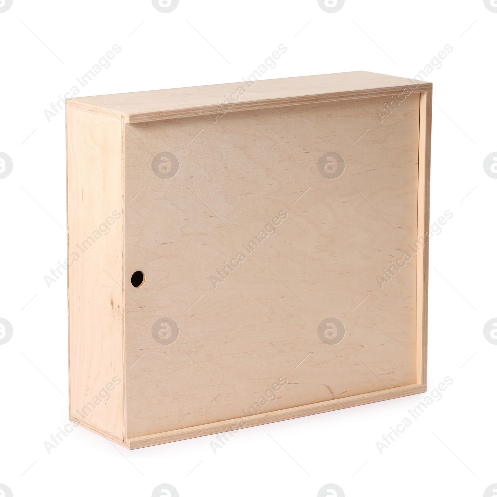 Photo of One wooden wine box isolated on white