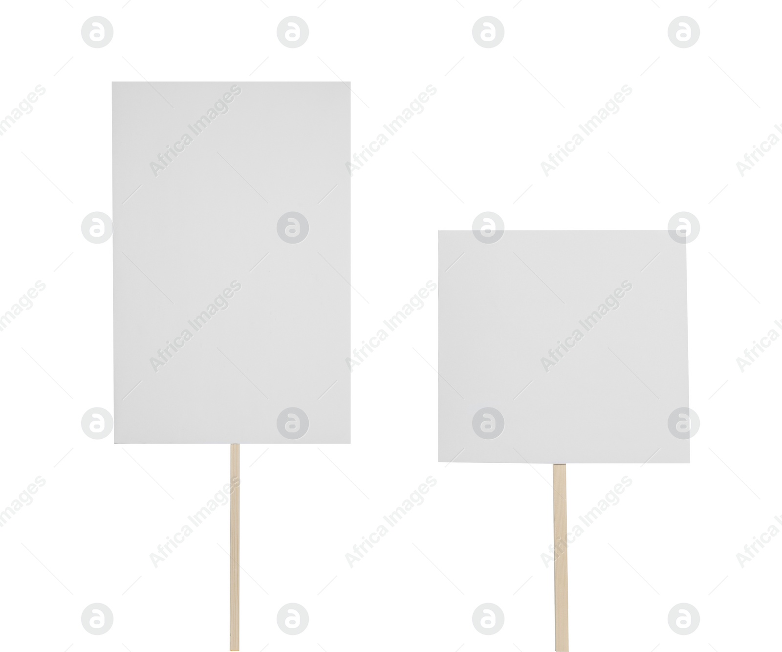 Image of Different blank protest signs on white background