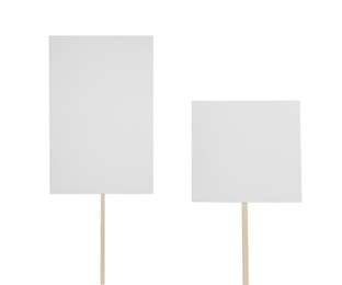 Image of Different blank protest signs on white background