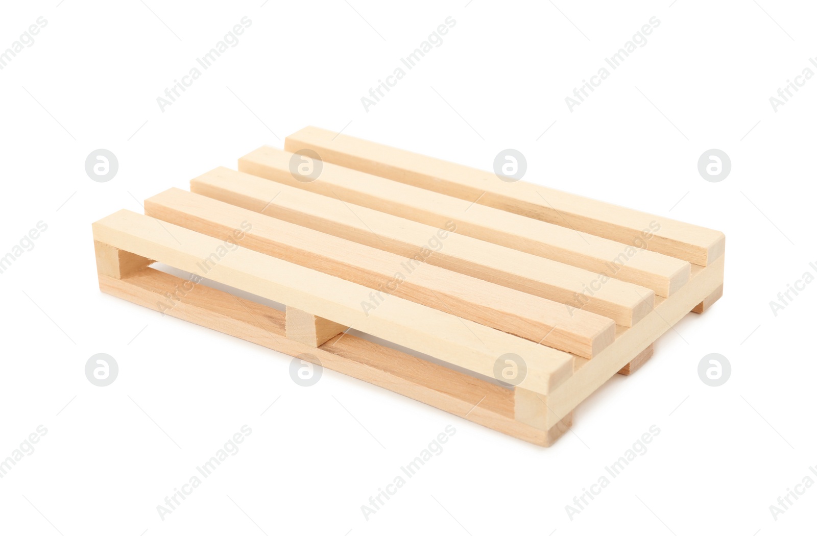 Photo of One small wooden pallet isolated on white