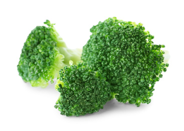 Photo of Fresh green broccoli isolated on white. Organic food