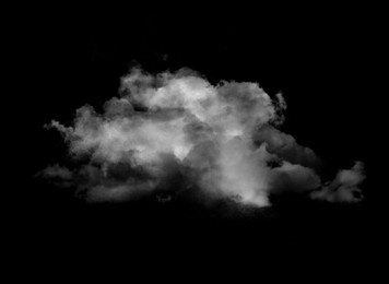 Cloud of white smoke on black background