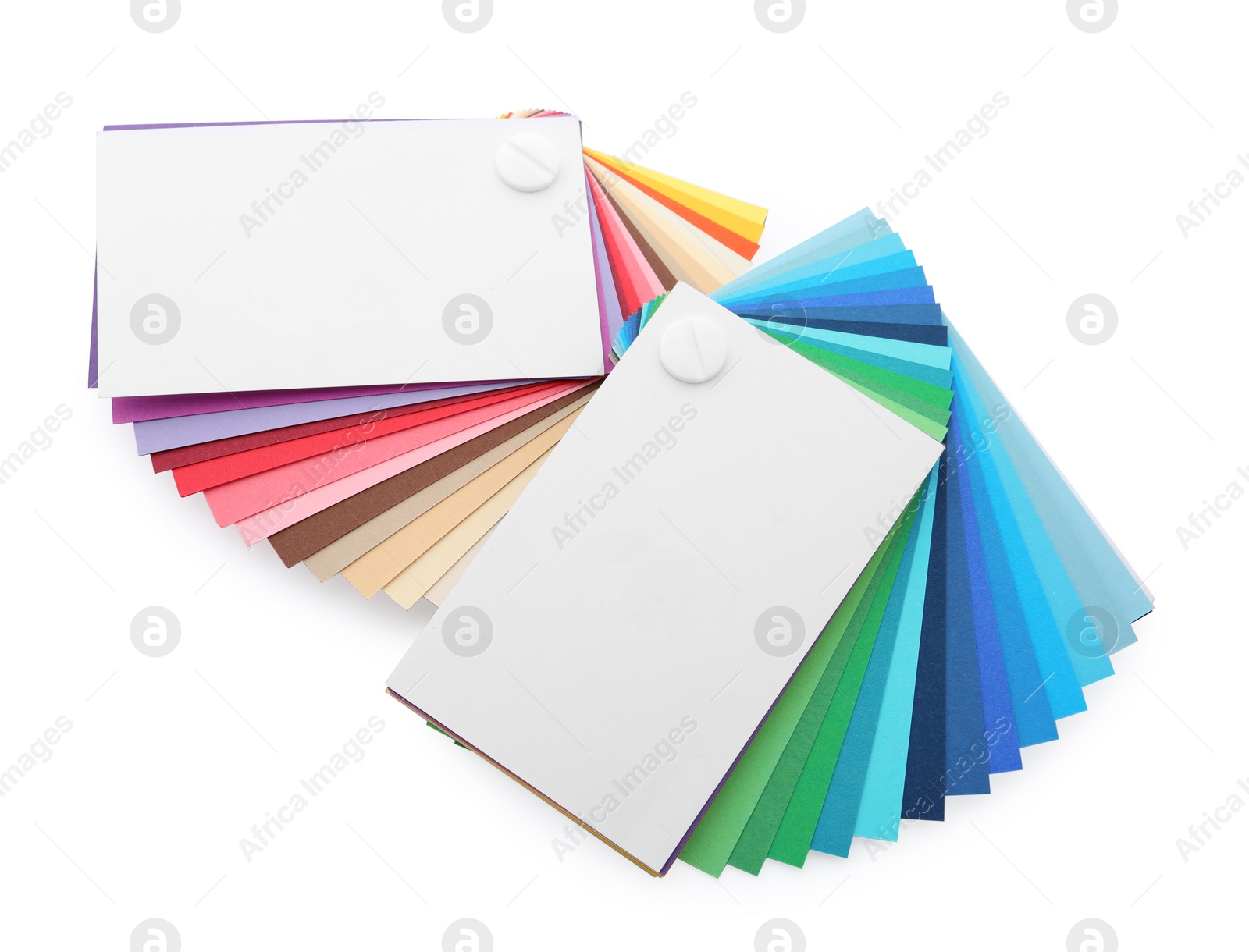 Photo of Color palette samples isolated on white, top view