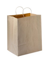 Photo of Kraft shopping paper bag isolated on white