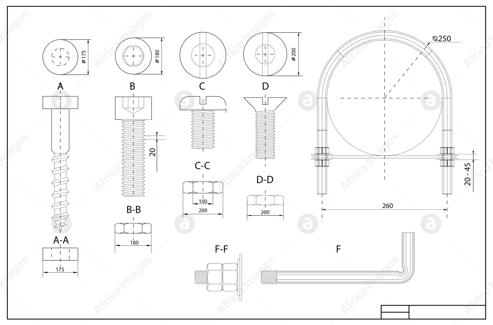 Illustration of Mechanical engineering drawing as background. Technical plan 