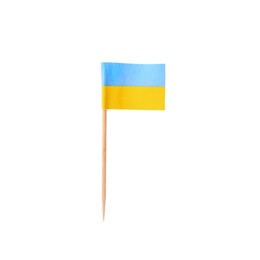 Small paper flag of Ukraine isolated on white