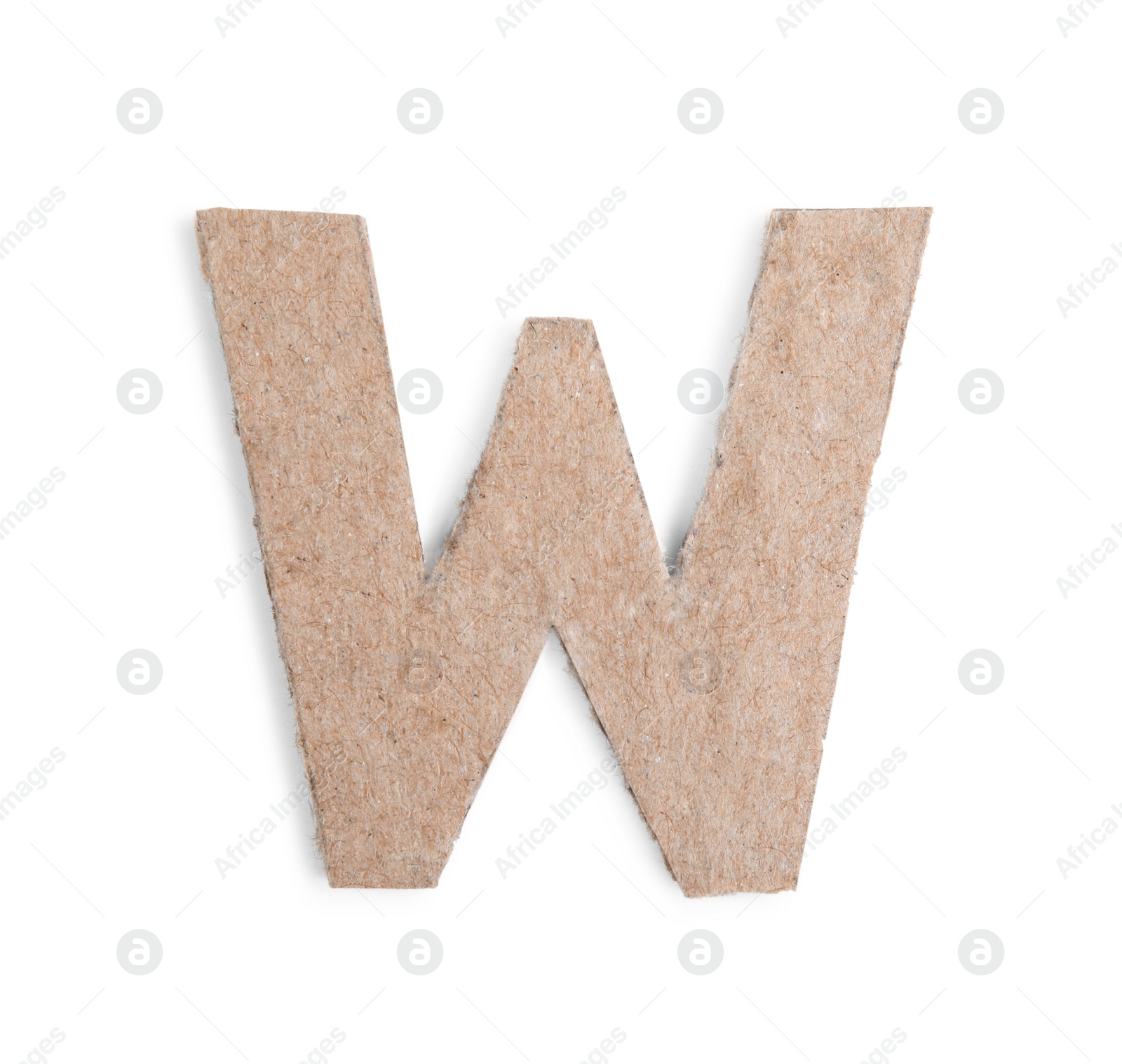 Photo of Letter W made of cardboard isolated on white