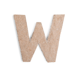 Letter W made of cardboard isolated on white