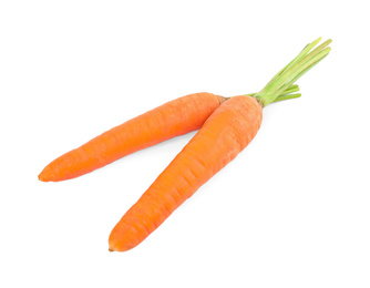 Photo of Fresh ripe juicy carrots isolated on white