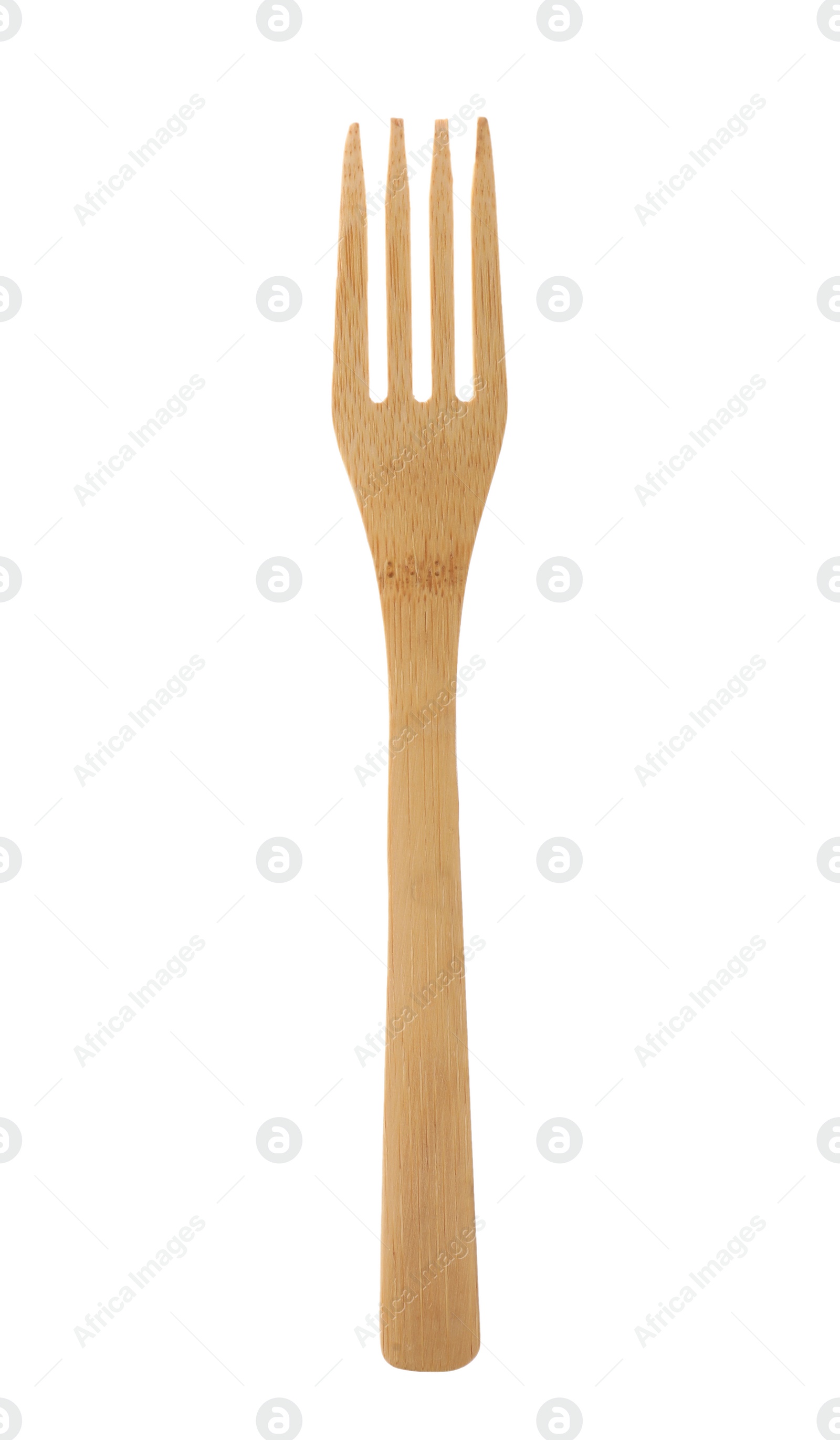 Photo of Bamboo fork isolated on white. Conscious consumption