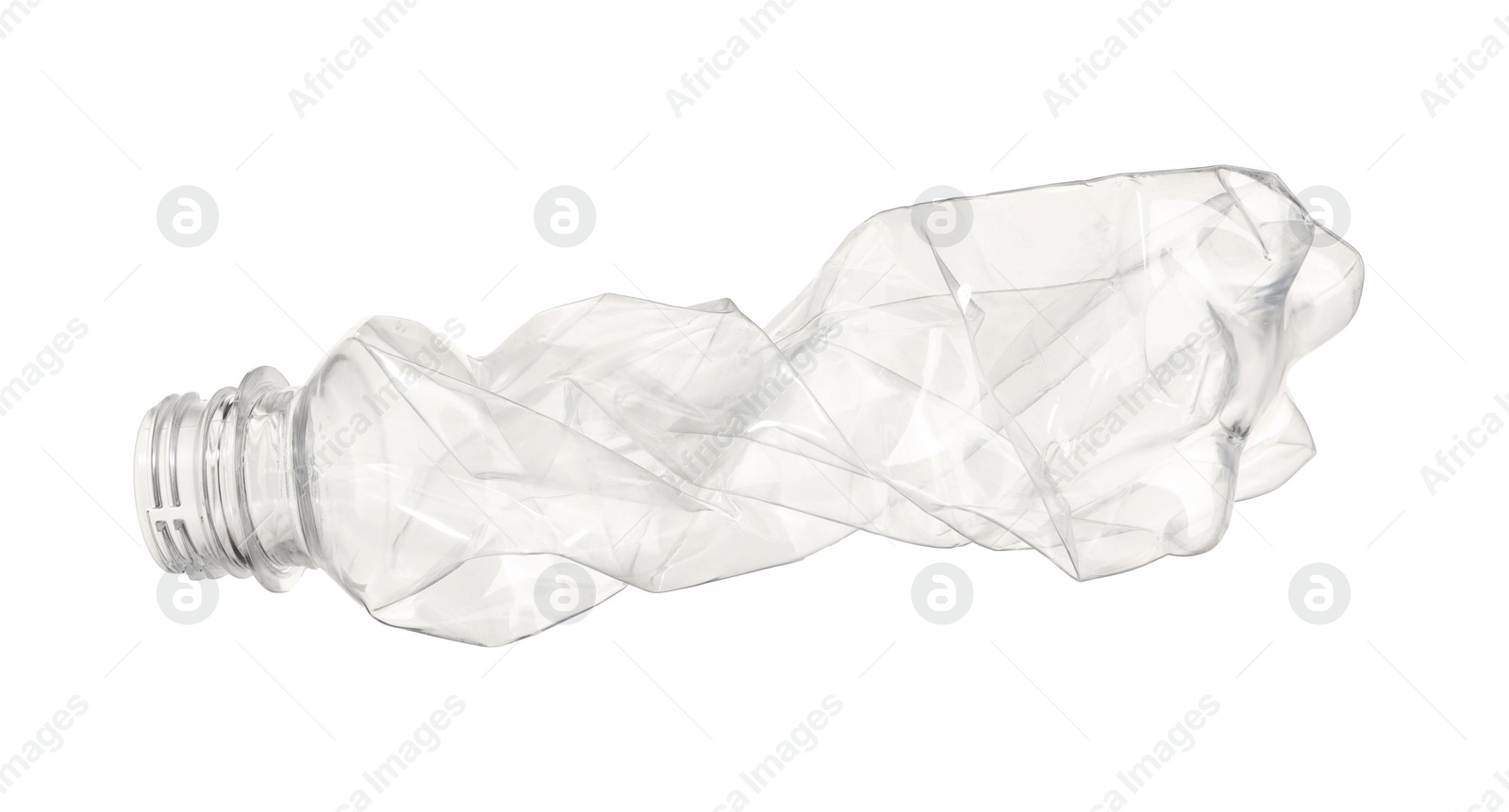 Photo of Crumpled disposable plastic bottle isolated on white