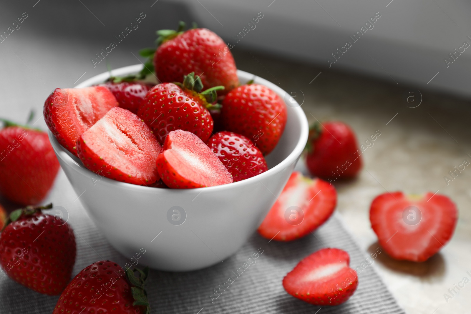 Photo of Fresh juicy strawberries on table, closeup view