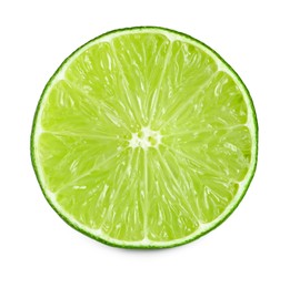 Photo of Slice of fresh green ripe lime isolated on white