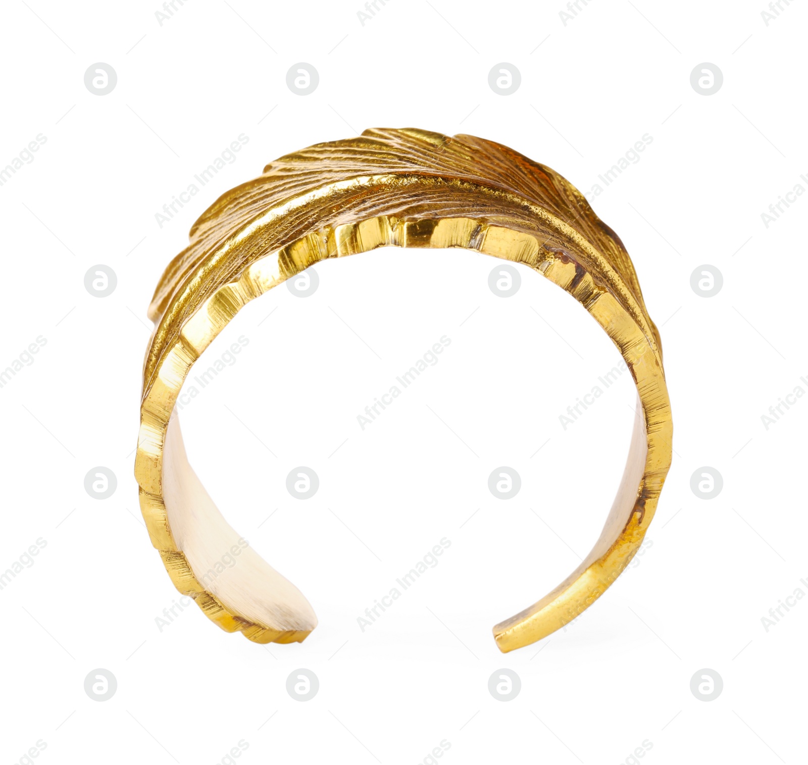 Photo of Decorative ring for napkin on white background