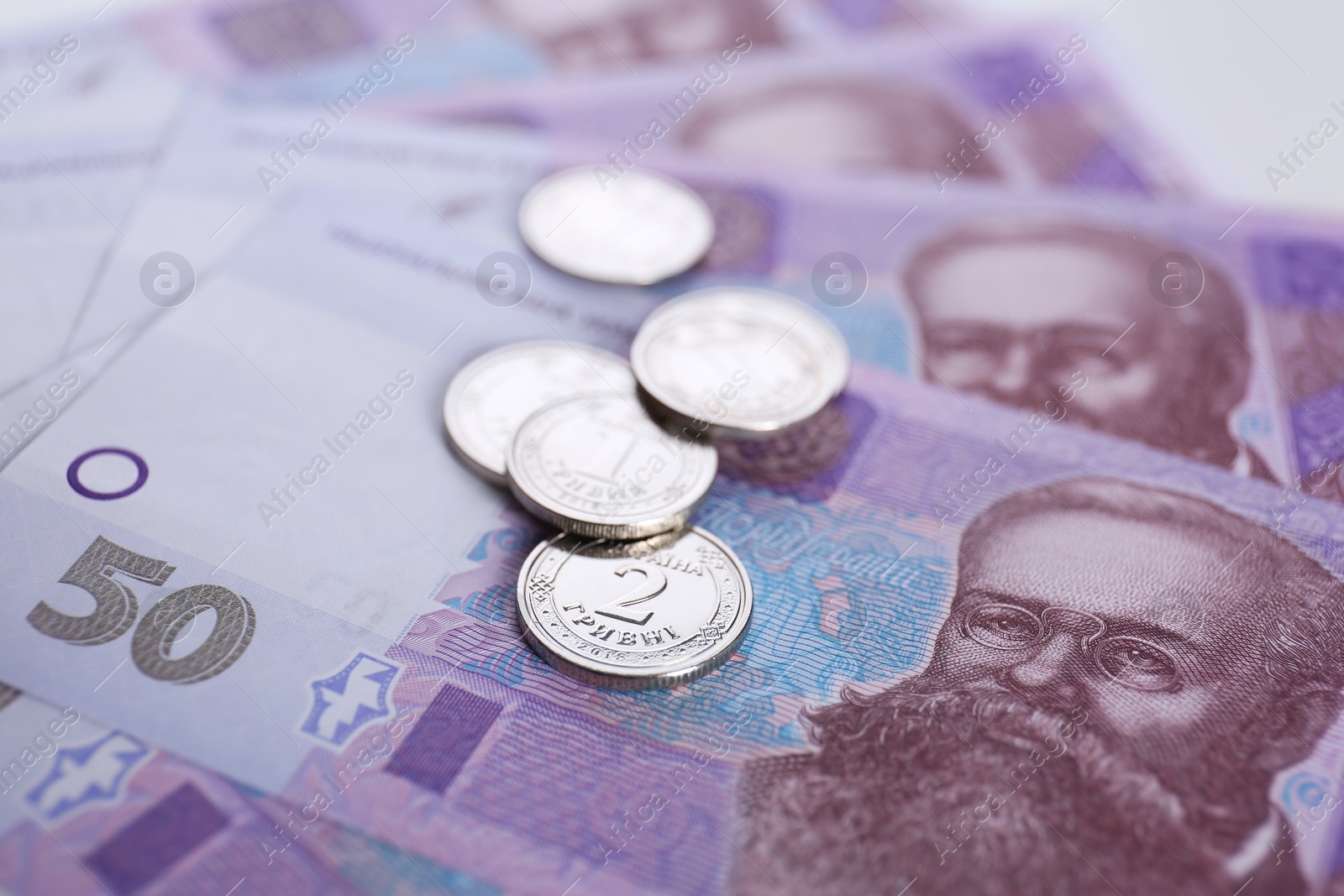 Photo of Closeup view of Ukrainian money. National currency