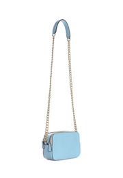 Stylish blue woman's bag isolated on white