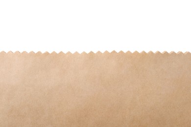 Kraft paper bag on white background, closeup