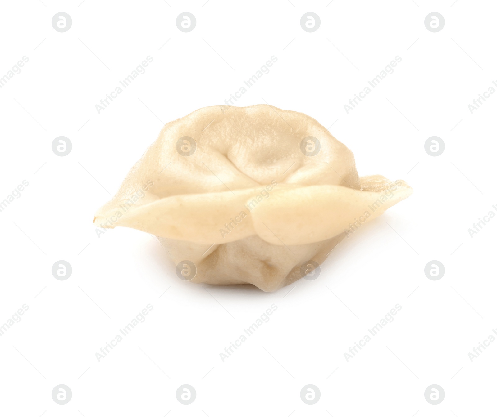 Photo of Tasty fresh boiled dumpling on white background