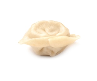 Photo of Tasty fresh boiled dumpling on white background