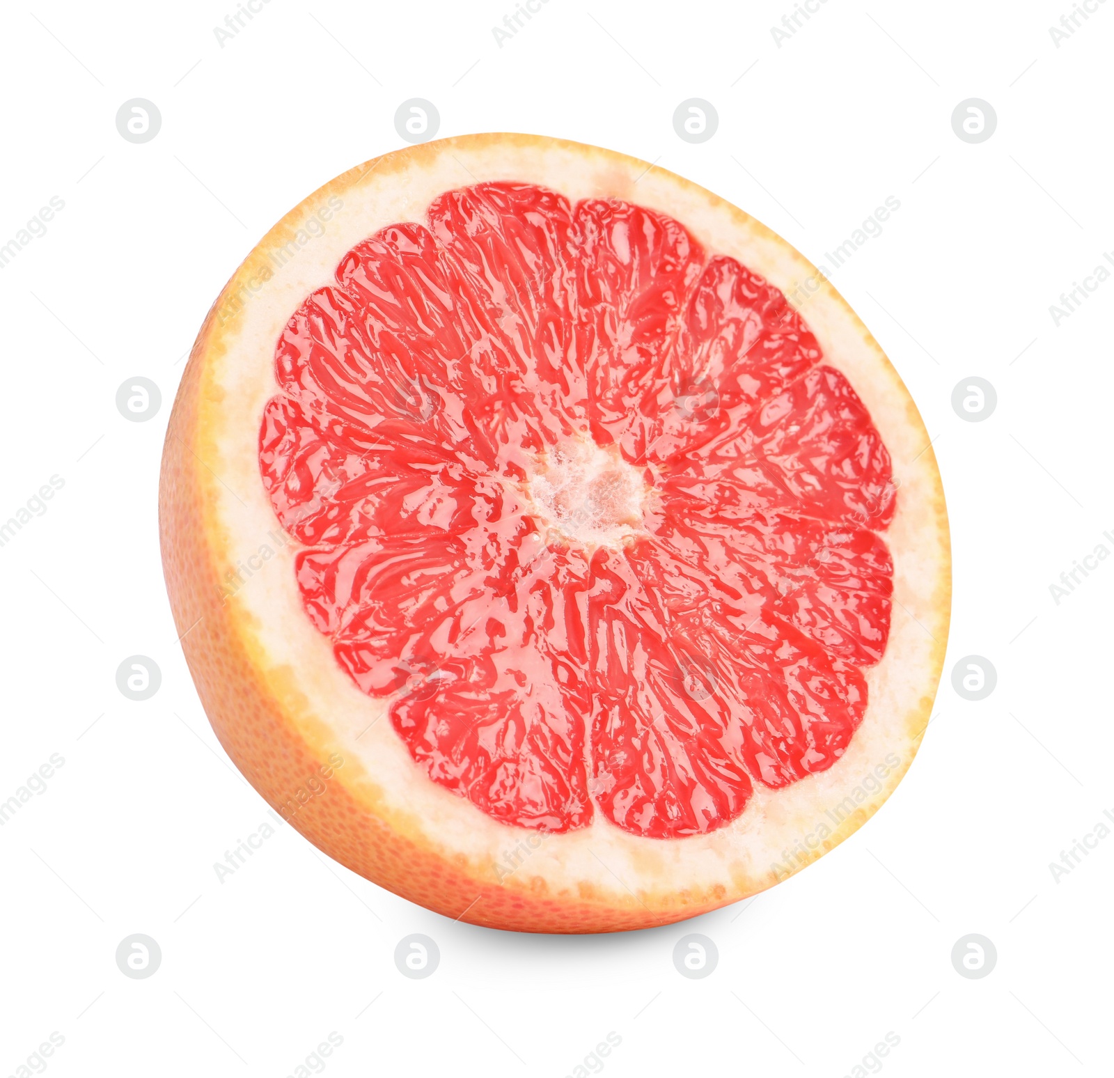Photo of Citrus fruit. Half of fresh grapefruit isolated on white