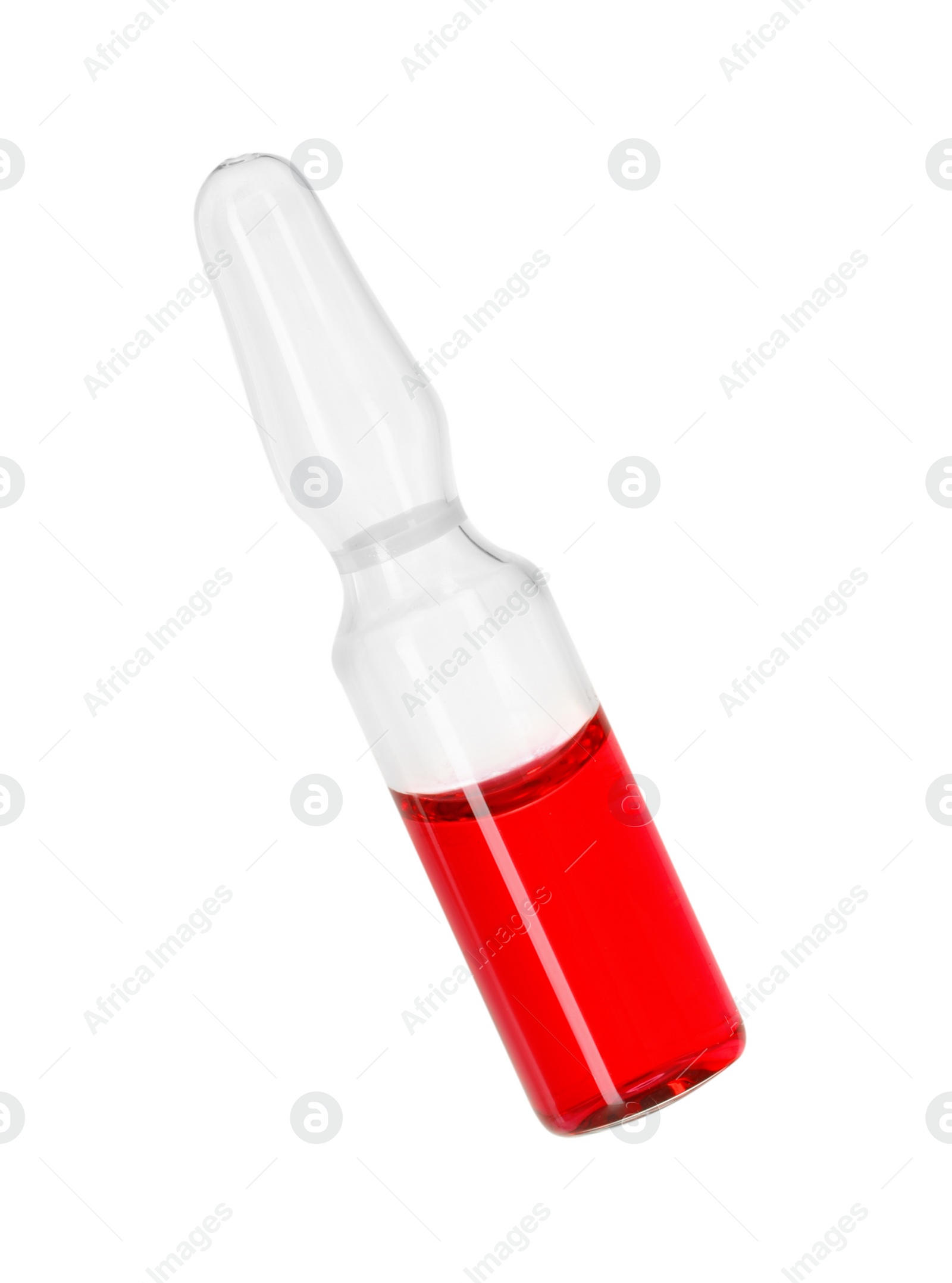 Photo of Glass ampoule with liquid isolated on white