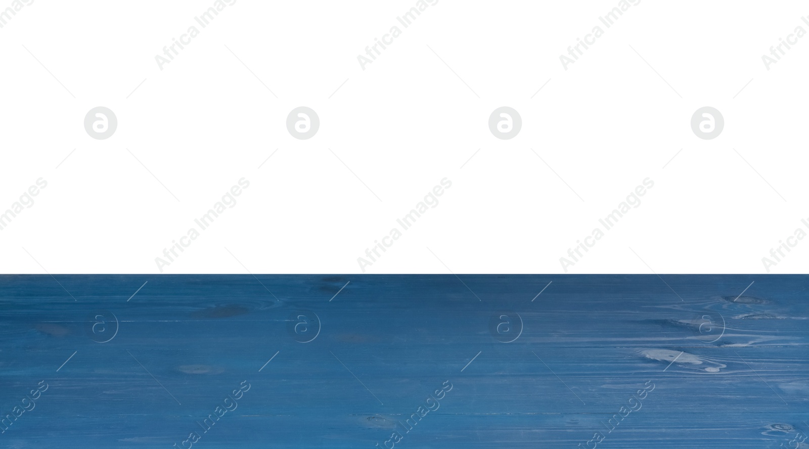 Photo of Empty blue wooden surface isolated on white