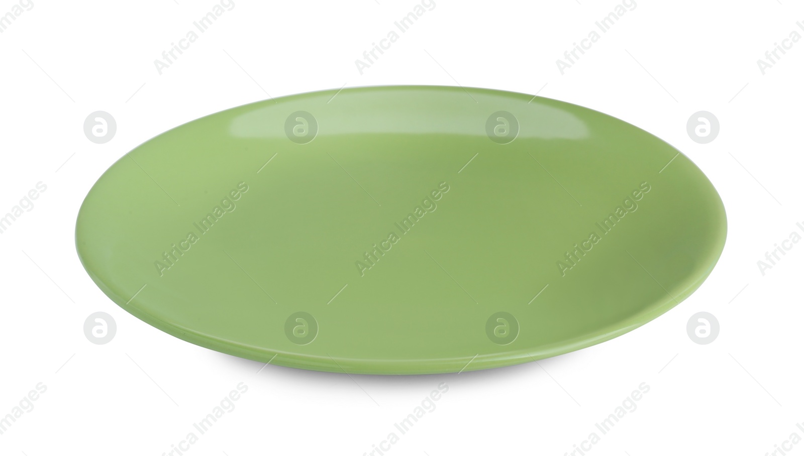 Photo of Empty light green ceramic plate isolated on white