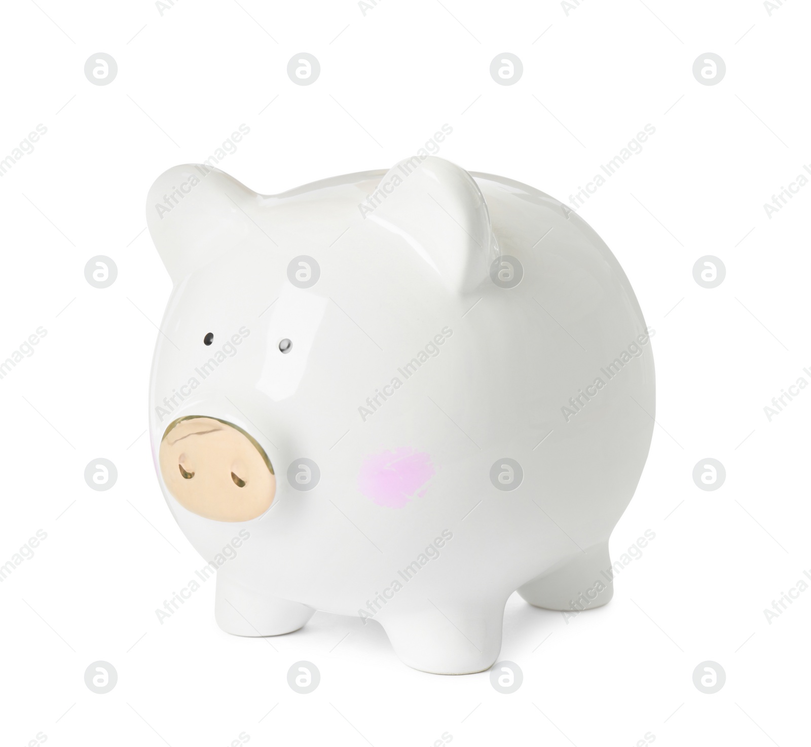 Photo of Piggy bank isolated on white. Saving money