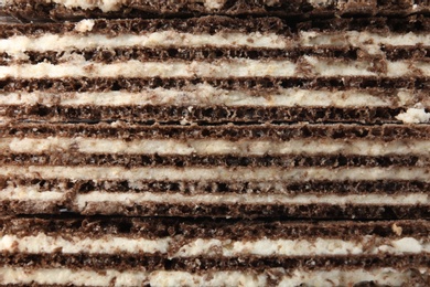 Closeup view of tasty wafer sticks as background. Sweet food