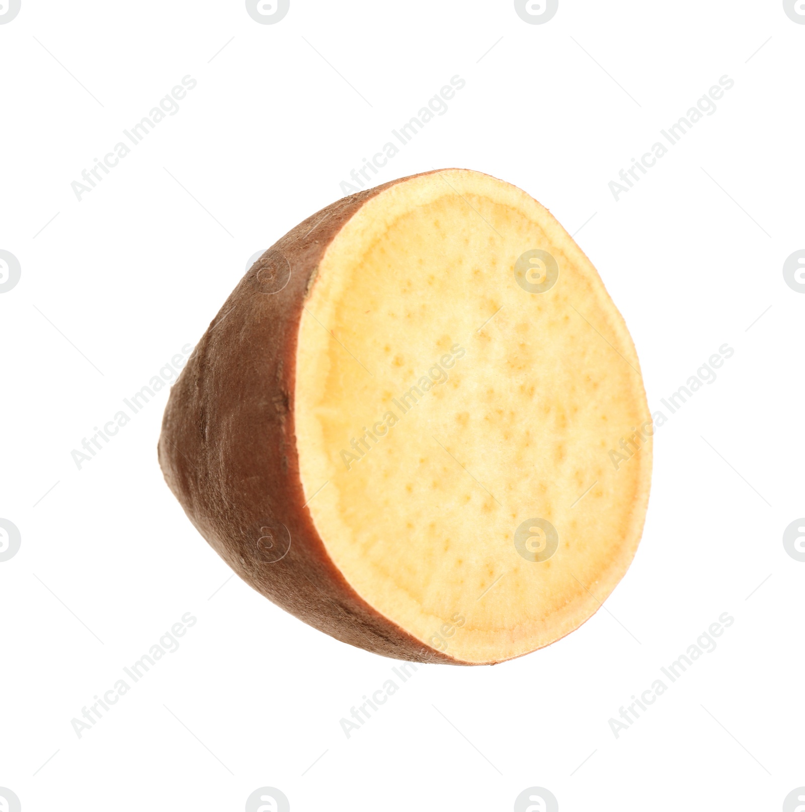 Photo of Piece of fresh ripe sweet potato isolated on white