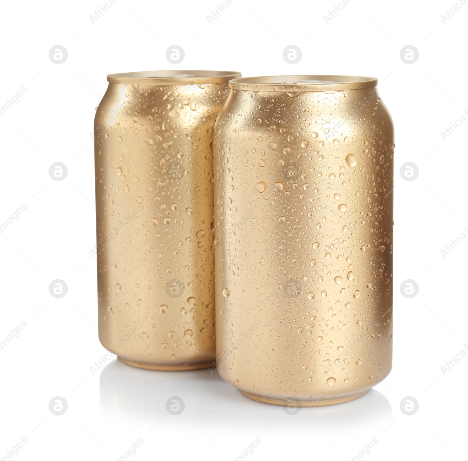 Photo of Aluminium cans of beverage on white background