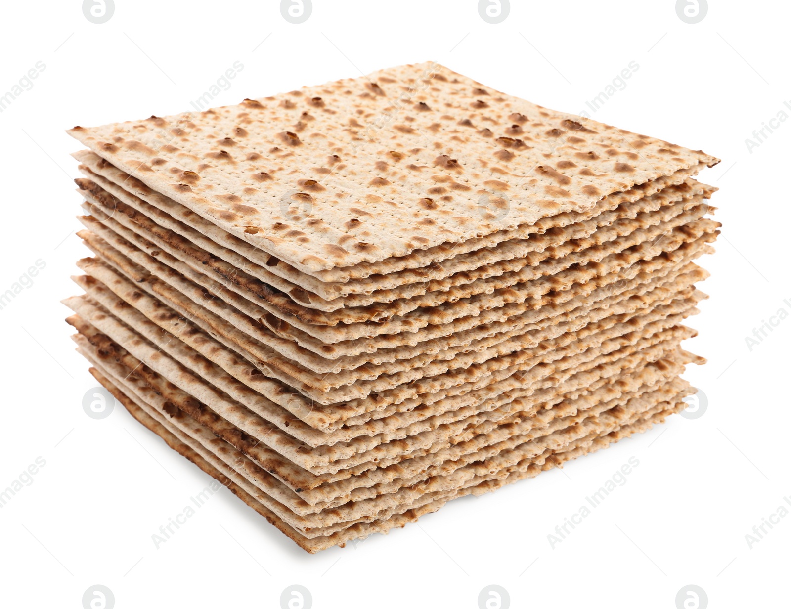 Photo of Passover matzos isolated on white. Pesach celebration