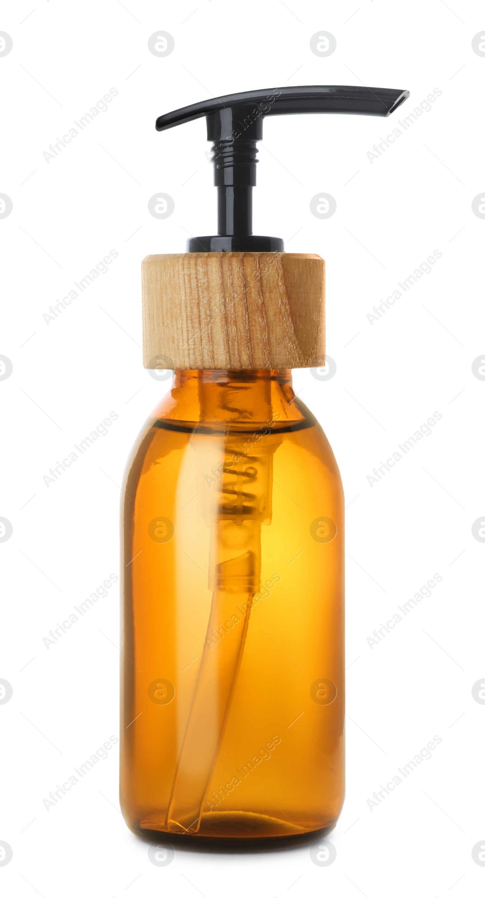 Photo of Bottle with dispenser cap isolated on white