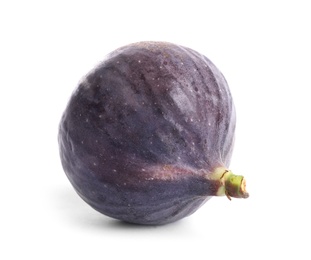 Whole ripe purple fig on white background