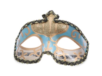 Beautiful light blue carnival mask isolated on white