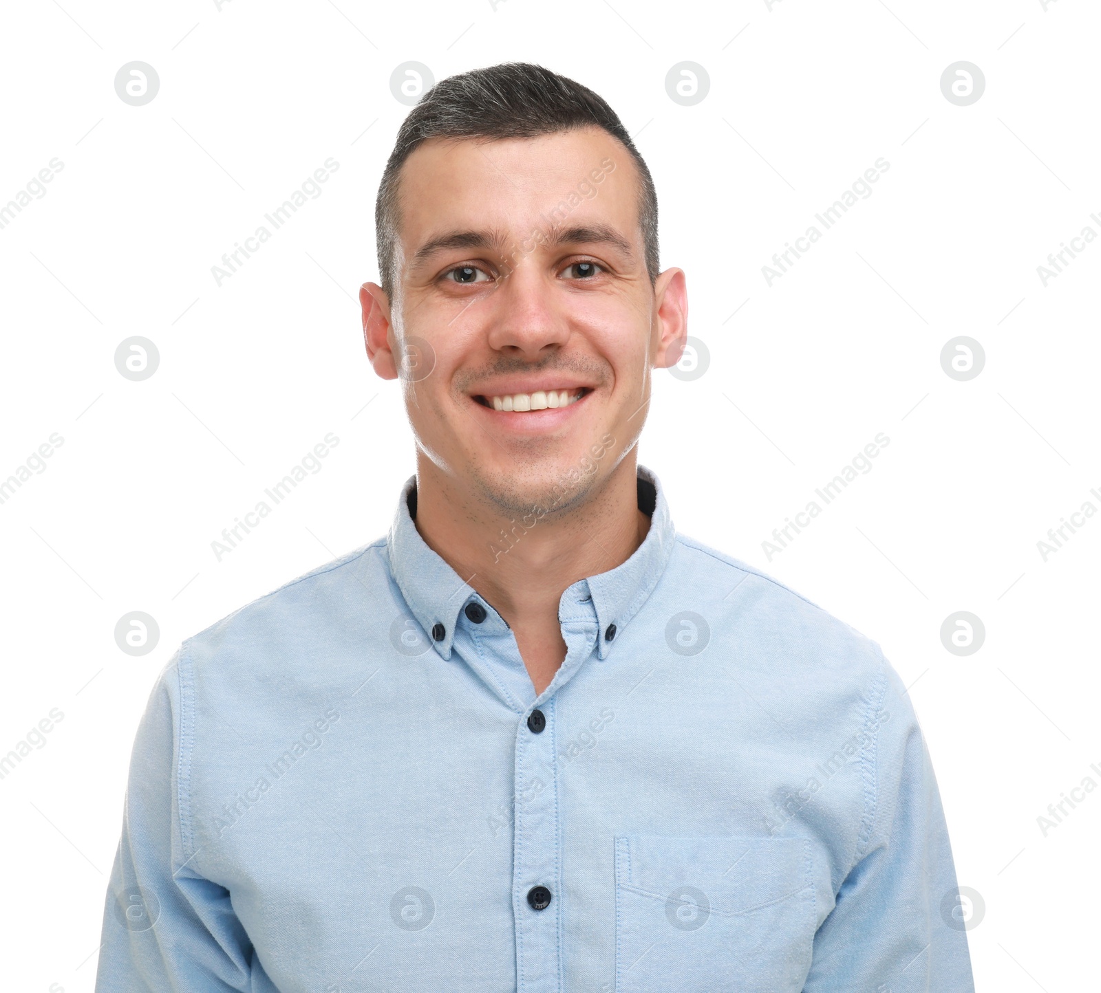 Photo of Portrait of handsome man on white background