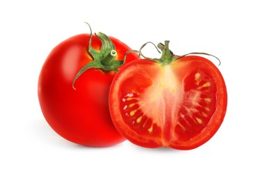 Image of Fresh ripe red tomatoes on white background