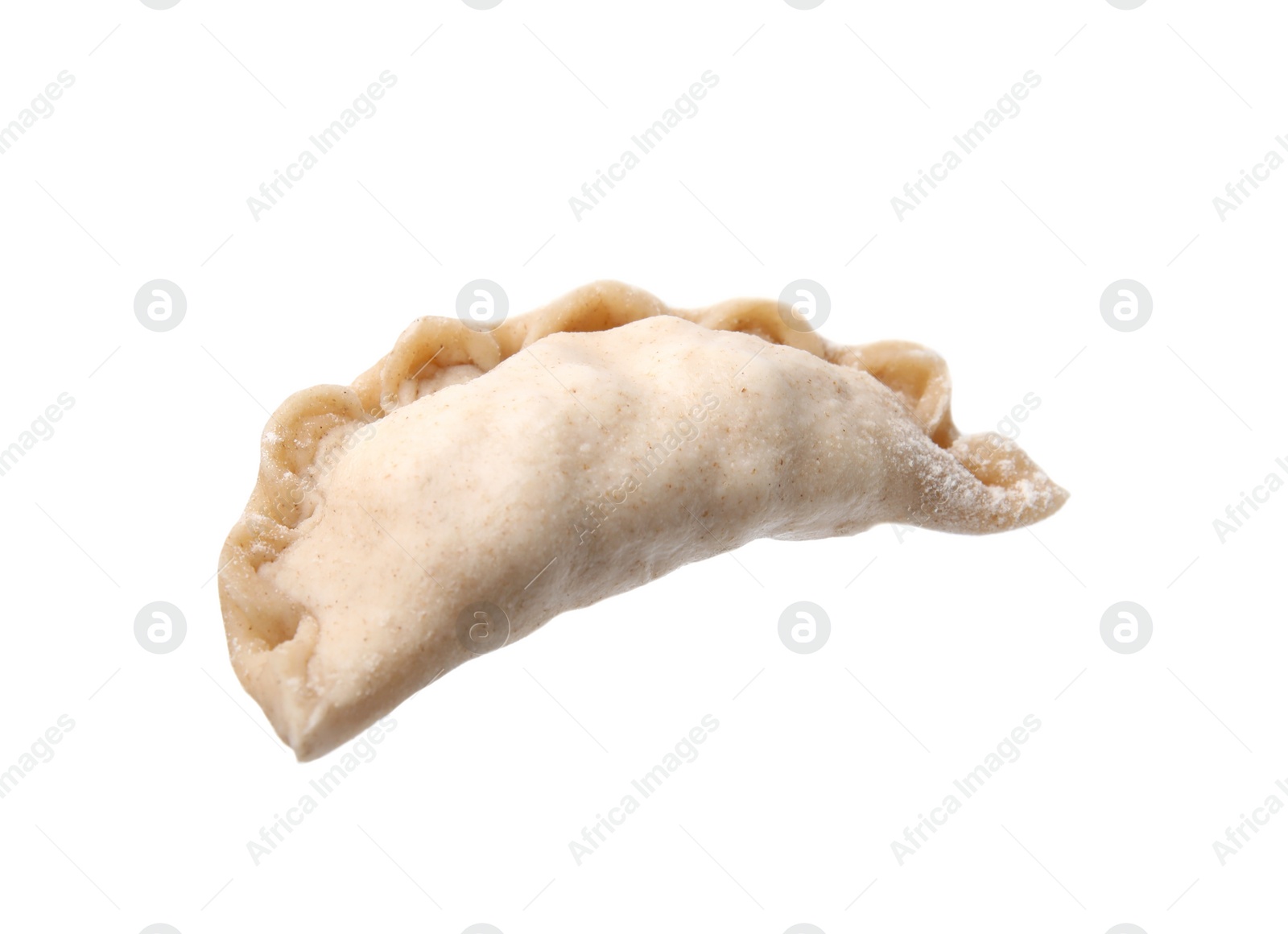 Photo of Raw dumpling (varenyk) with cottage cheese isolated on white
